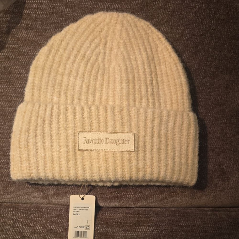 Favorite Daughter Cream Knit Beanie FFF